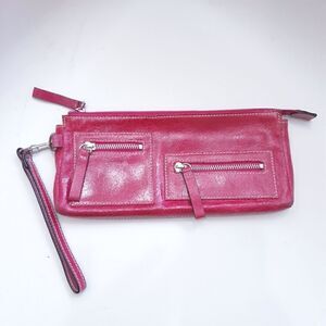 Nordstrom Pink Leather Candystripe Wristlet/Clutch